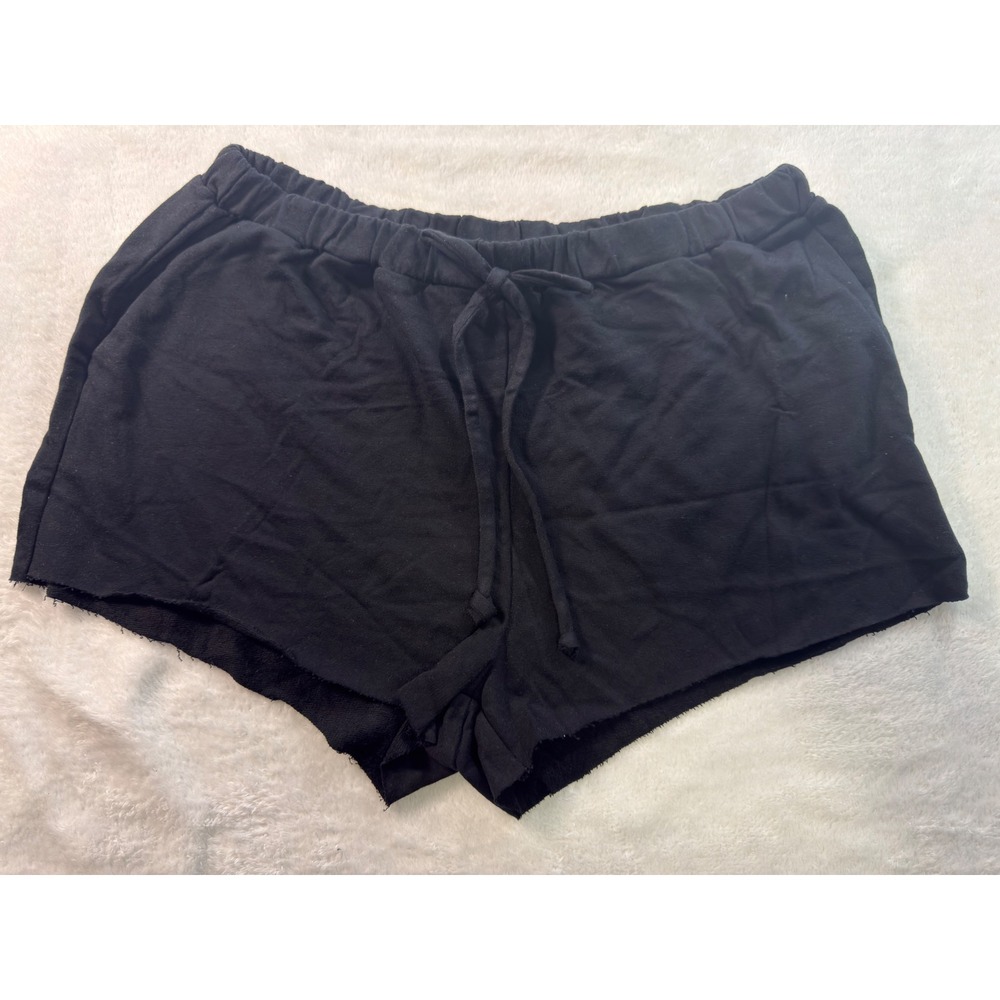 Ever Hottie Girls Black Cotton Raw Hem Drawstring Sweat Shorts VST2‎ L USA